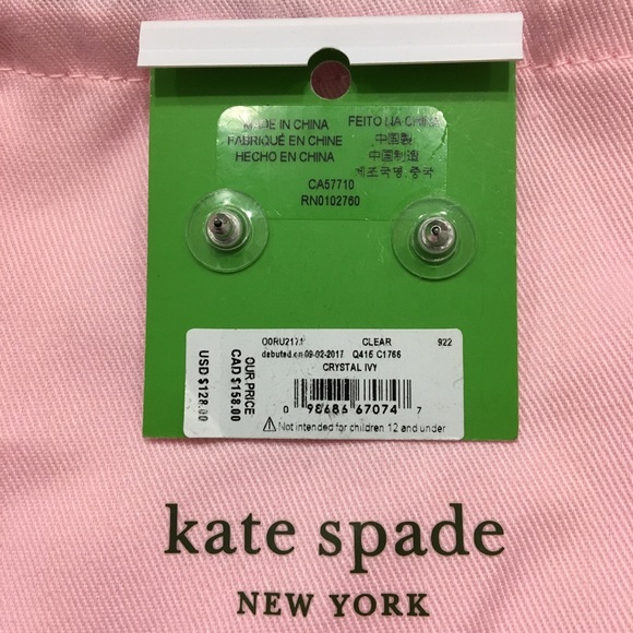 NWT Kate Spade Crystal Ivy Statement Earrings - Picture 8 of 8